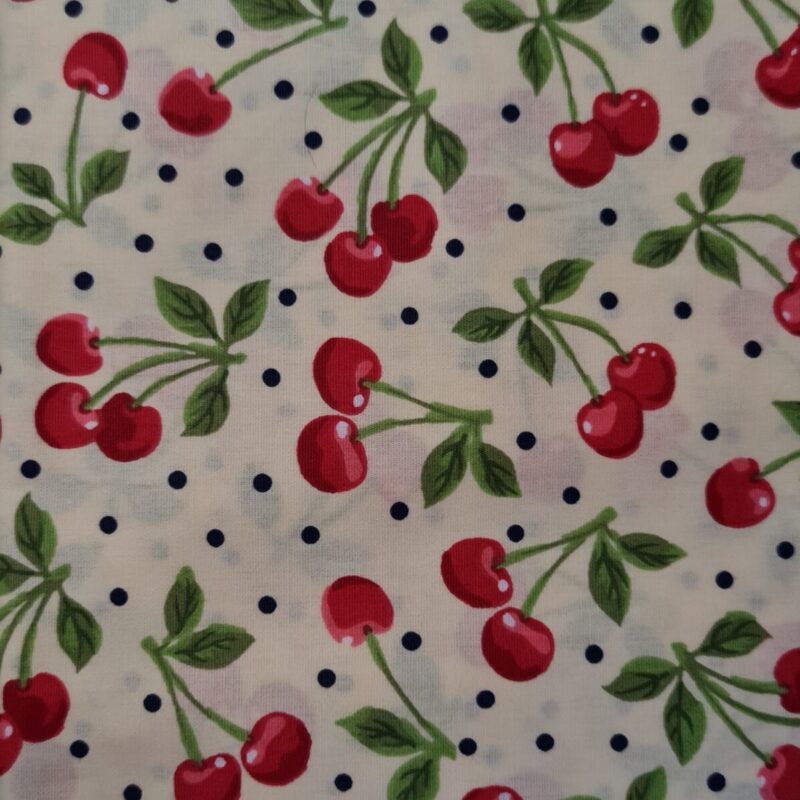 Tecido 100% Algodão Cerejas Fundo Amarelo Suave