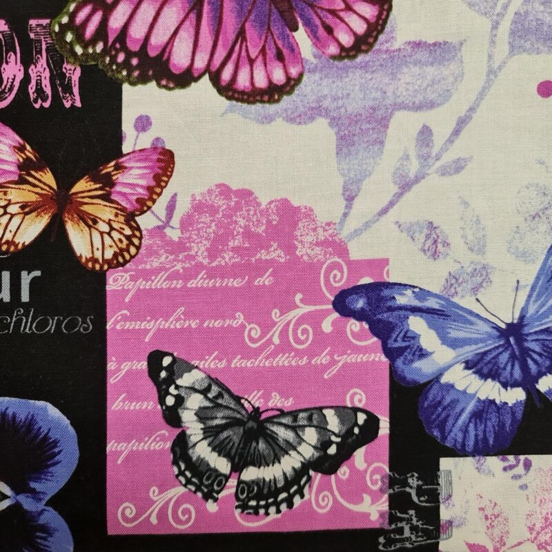 Tecido 100% Algodão borboletas vintage