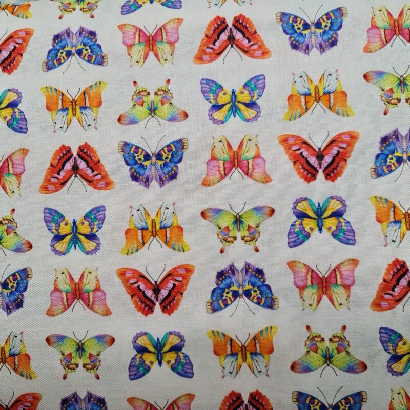 Tecido 100% Algodão borboletas coloridas