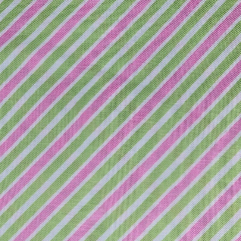 Tecido riscas rosa e verde