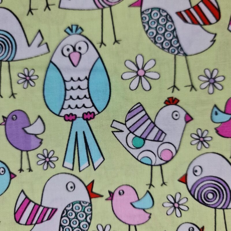 Tecido pássaros coloridos
