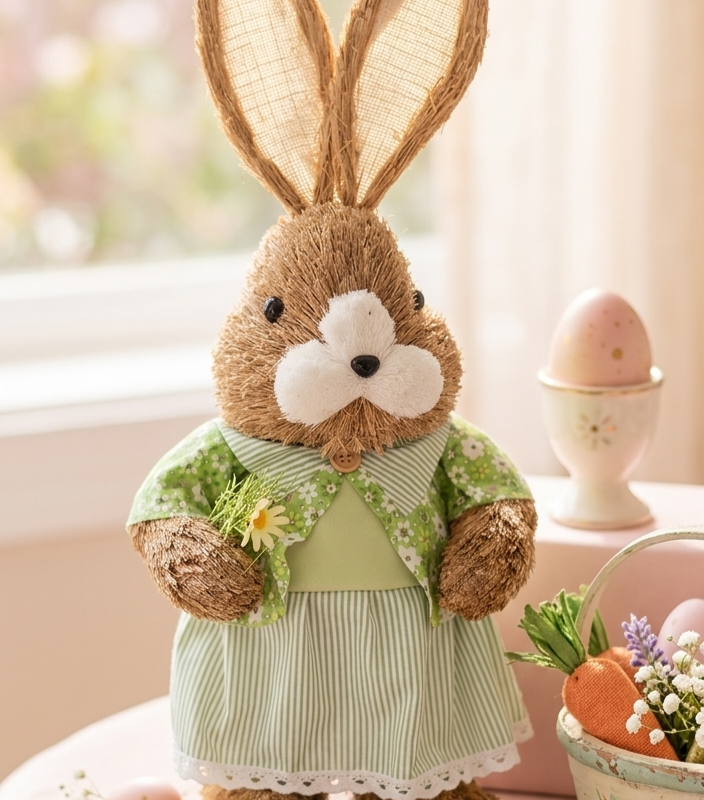 Coelha riscas verde grande